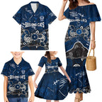 Personalized Geelong Cats Family Matching Mermaid Dress and Hawaiian Shirt Aboriginal Dot Painting Graffiti Style
