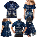 Personalized Geelong Cats Family Matching Mermaid Dress and Hawaiian Shirt Aboriginal Dot Painting Graffiti Style