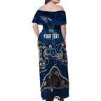 Personalized Geelong Cats Family Matching Off Shoulder Maxi Dress and Hawaiian Shirt Aboriginal Dot Painting Graffiti Style