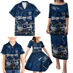 Personalized Geelong Cats Family Matching Puletasi and Hawaiian Shirt Aboriginal Dot Painting Graffiti Style