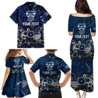 Personalized Geelong Cats Family Matching Puletasi and Hawaiian Shirt Aboriginal Dot Painting Graffiti Style