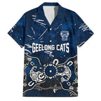 Personalized Geelong Cats Family Matching Puletasi and Hawaiian Shirt Aboriginal Dot Painting Graffiti Style