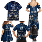 Personalized Geelong Cats Family Matching Summer Maxi Dress and Hawaiian Shirt Aboriginal Dot Painting Graffiti Style