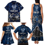 Personalized Geelong Cats Family Matching Tank Maxi Dress and Hawaiian Shirt Aboriginal Dot Painting Graffiti Style