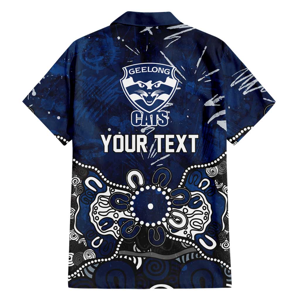 Personalized Geelong Cats Family Matching Tank Maxi Dress and Hawaiian Shirt Aboriginal Dot Painting Graffiti Style
