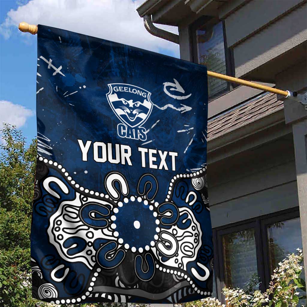 Personalized Geelong Cats Garden Flag Aboriginal Dot Painting Graffiti Style