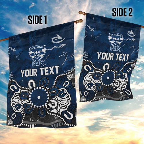 Personalized Geelong Cats Garden Flag Aboriginal Dot Painting Graffiti Style