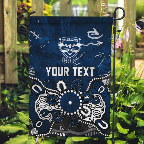 Personalized Geelong Cats Garden Flag Aboriginal Dot Painting Graffiti Style