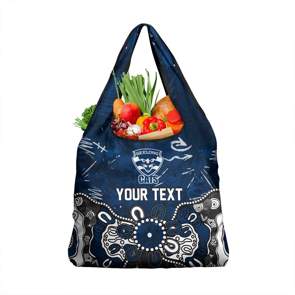 Personalized Geelong Cats Grocery Bag Aboriginal Dot Painting Graffiti Style