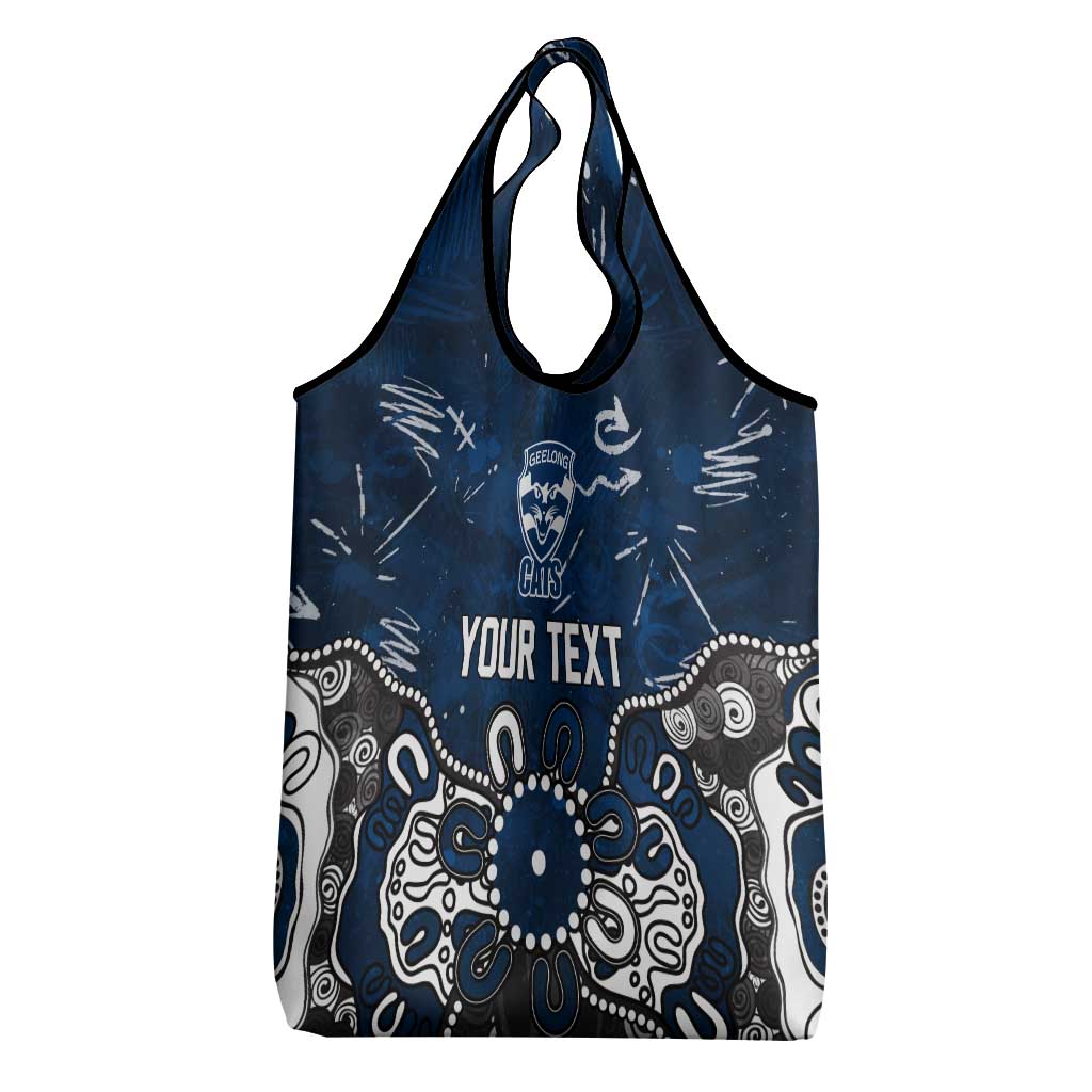 Personalized Geelong Cats Grocery Bag Aboriginal Dot Painting Graffiti Style