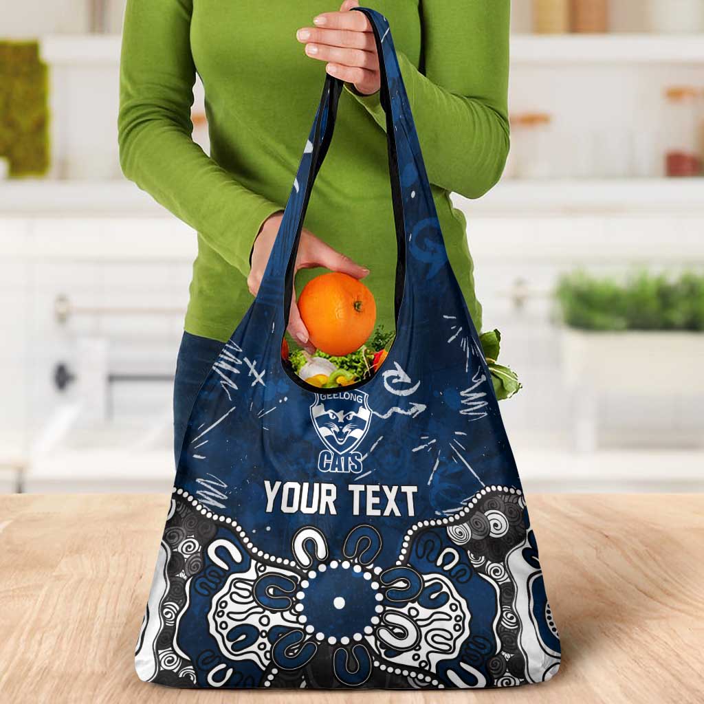 Personalized Geelong Cats Grocery Bag Aboriginal Dot Painting Graffiti Style
