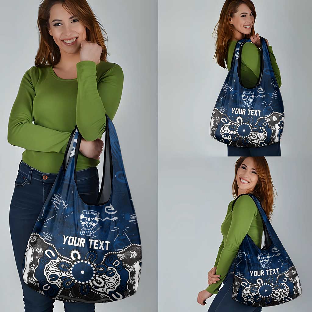 Personalized Geelong Cats Grocery Bag Aboriginal Dot Painting Graffiti Style