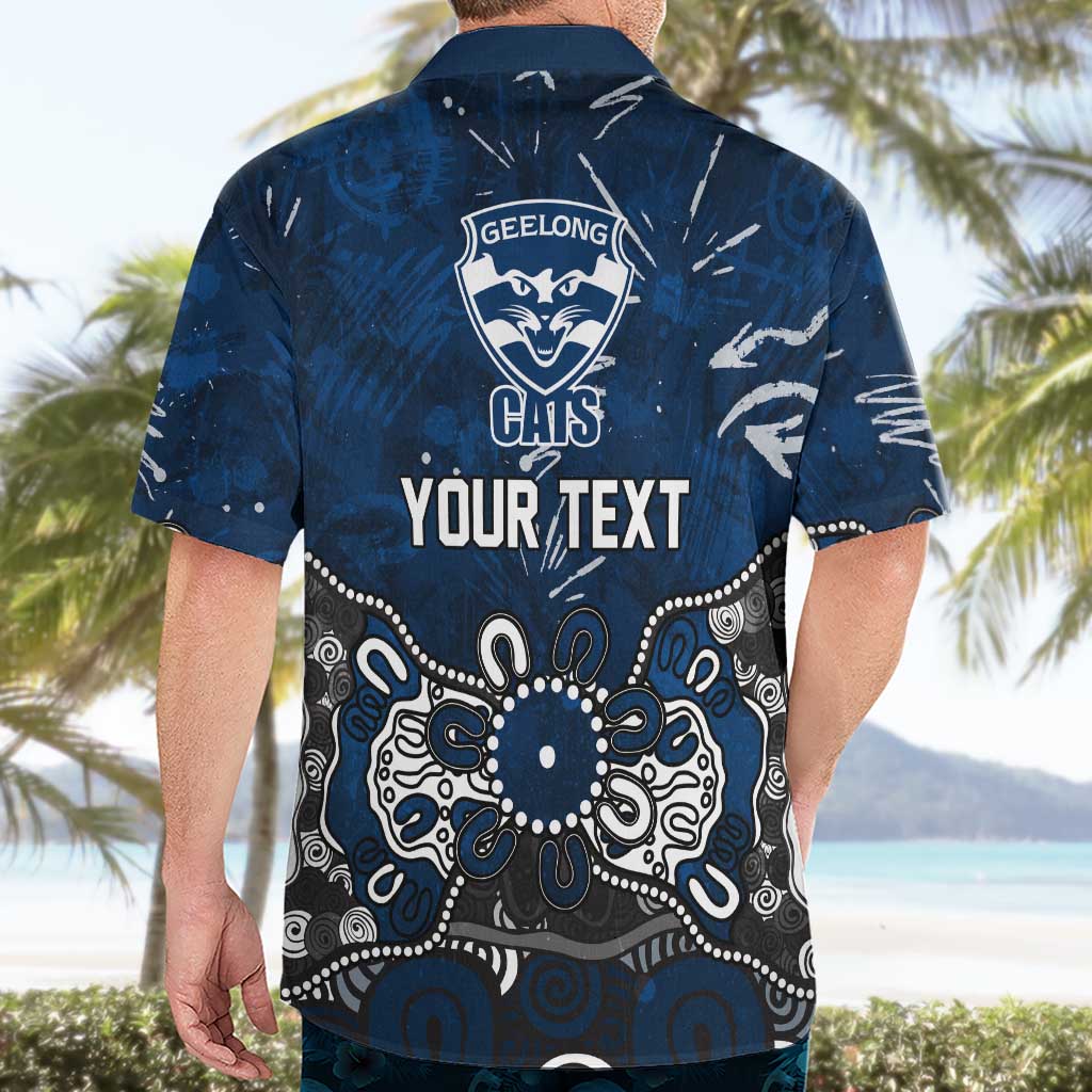 Personalized Geelong Cats Hawaiian Shirt Aboriginal Dot Painting Graffiti Style