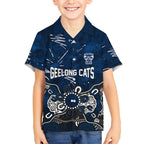 Personalized Geelong Cats Hawaiian Shirt Aboriginal Dot Painting Graffiti Style