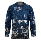 Personalized Geelong Cats Hockey Jersey Aboriginal Dot Painting Graffiti Style