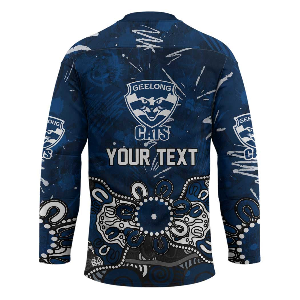 Personalized Geelong Cats Hockey Jersey Aboriginal Dot Painting Graffiti Style