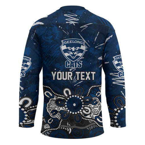 Personalized Geelong Cats Hockey Jersey Aboriginal Dot Painting Graffiti Style