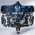 Personalized Geelong Cats Hooded Blanket Aboriginal Dot Painting Graffiti Style
