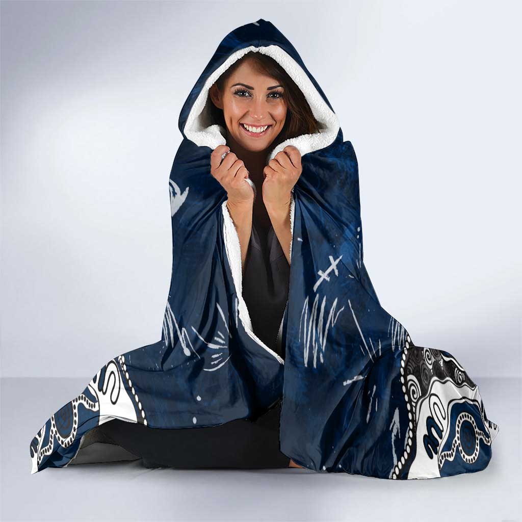 Personalized Geelong Cats Hooded Blanket Aboriginal Dot Painting Graffiti Style