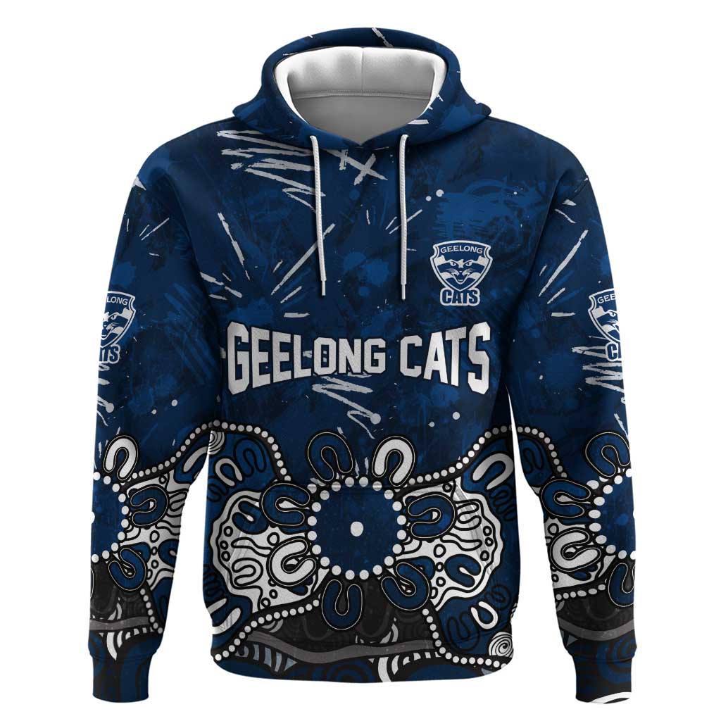 Personalized Geelong Cats Hoodie Aboriginal Dot Painting Graffiti Style