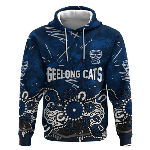 Personalized Geelong Cats Hoodie Aboriginal Dot Painting Graffiti Style