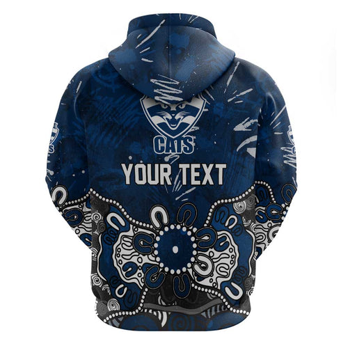 Personalized Geelong Cats Hoodie Aboriginal Dot Painting Graffiti Style