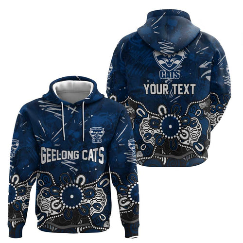 Personalized Geelong Cats Hoodie Aboriginal Dot Painting Graffiti Style