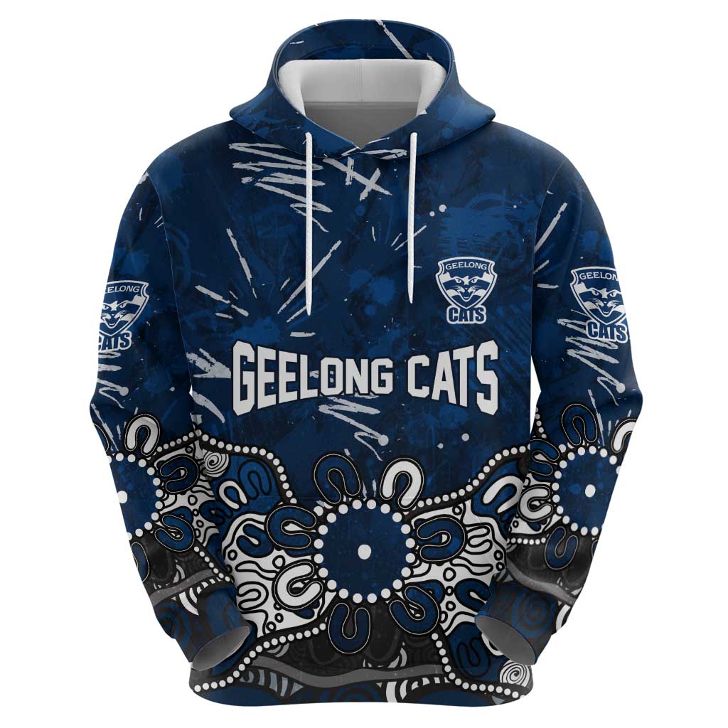 Personalized Geelong Cats Hoodie Aboriginal Dot Painting Graffiti Style