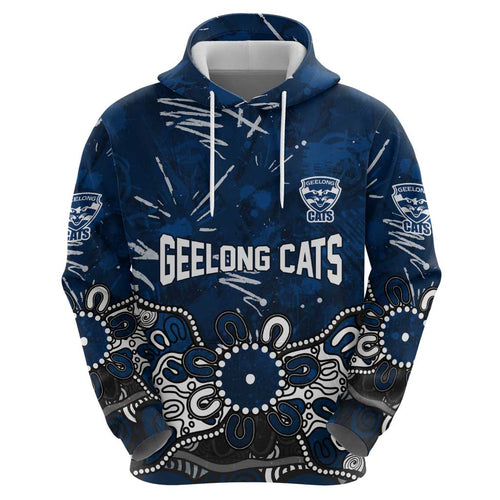 Personalized Geelong Cats Hoodie Aboriginal Dot Painting Graffiti Style