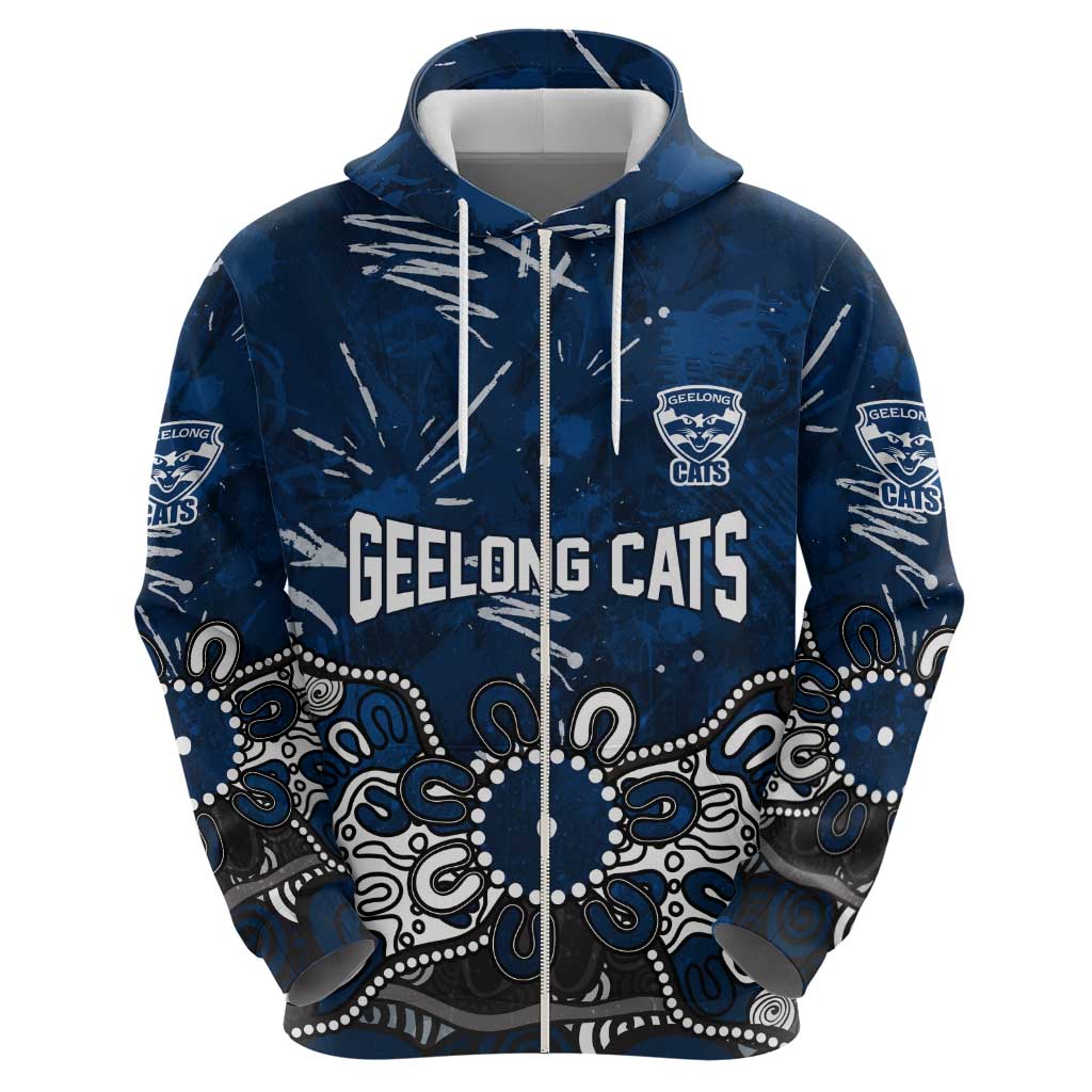 Personalized Geelong Cats Hoodie Aboriginal Dot Painting Graffiti Style