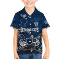 Personalized Geelong Cats Kid Hawaiian Shirt Aboriginal Dot Painting Graffiti Style
