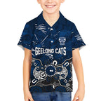 Personalized Geelong Cats Kid Hawaiian Shirt Aboriginal Dot Painting Graffiti Style