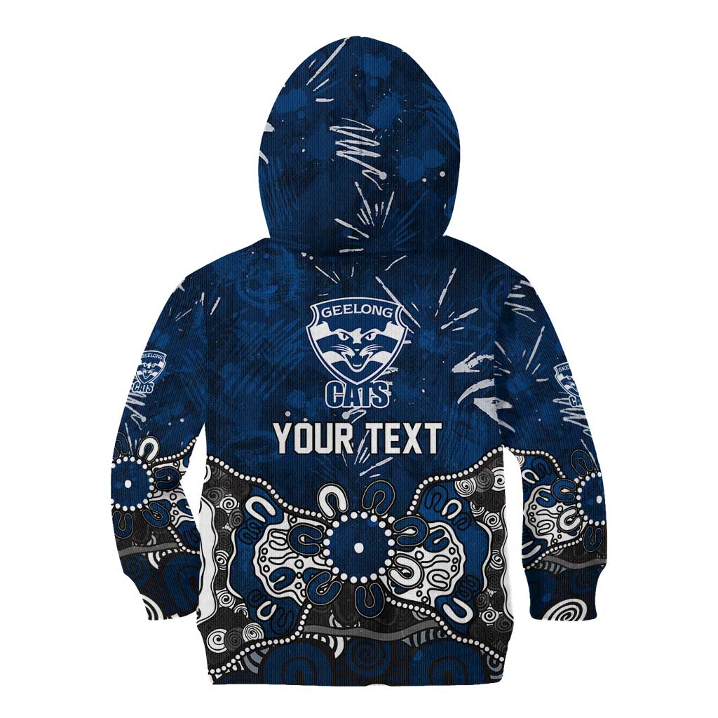 Personalized Geelong Cats Kid Hoodie Aboriginal Dot Painting Graffiti Style