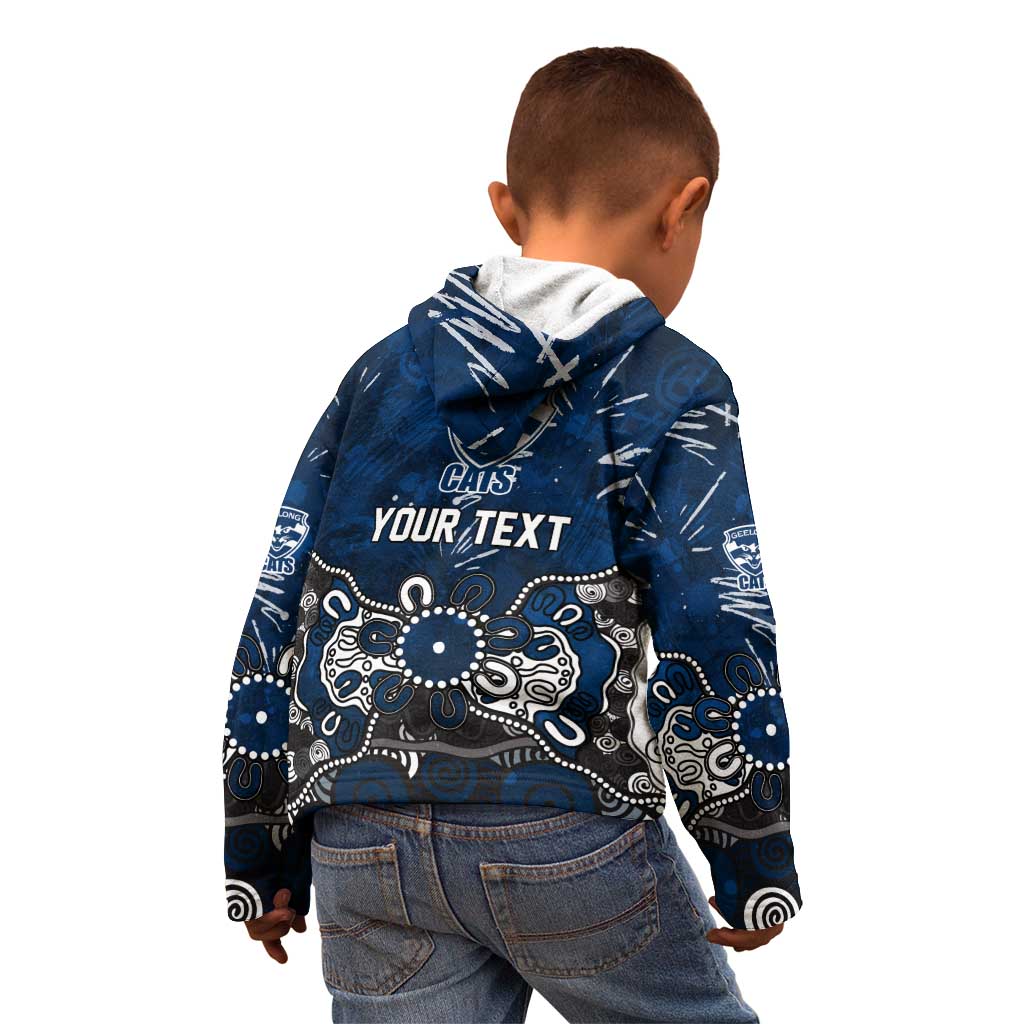 Personalized Geelong Cats Kid Hoodie Aboriginal Dot Painting Graffiti Style