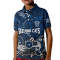 Personalized Geelong Cats Kid Polo Shirt Aboriginal Dot Painting Graffiti Style