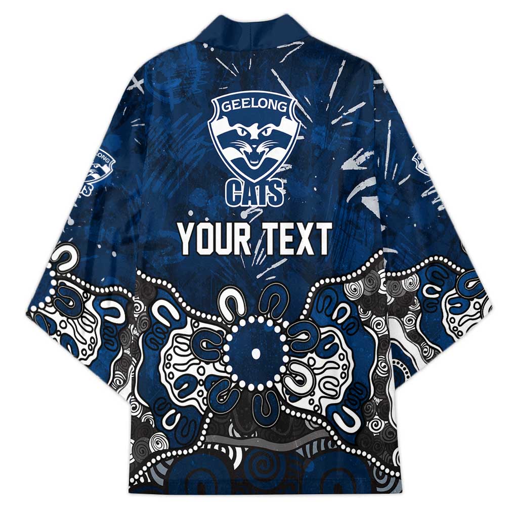 Personalized Geelong Cats Kimono Aboriginal Dot Painting Graffiti Style