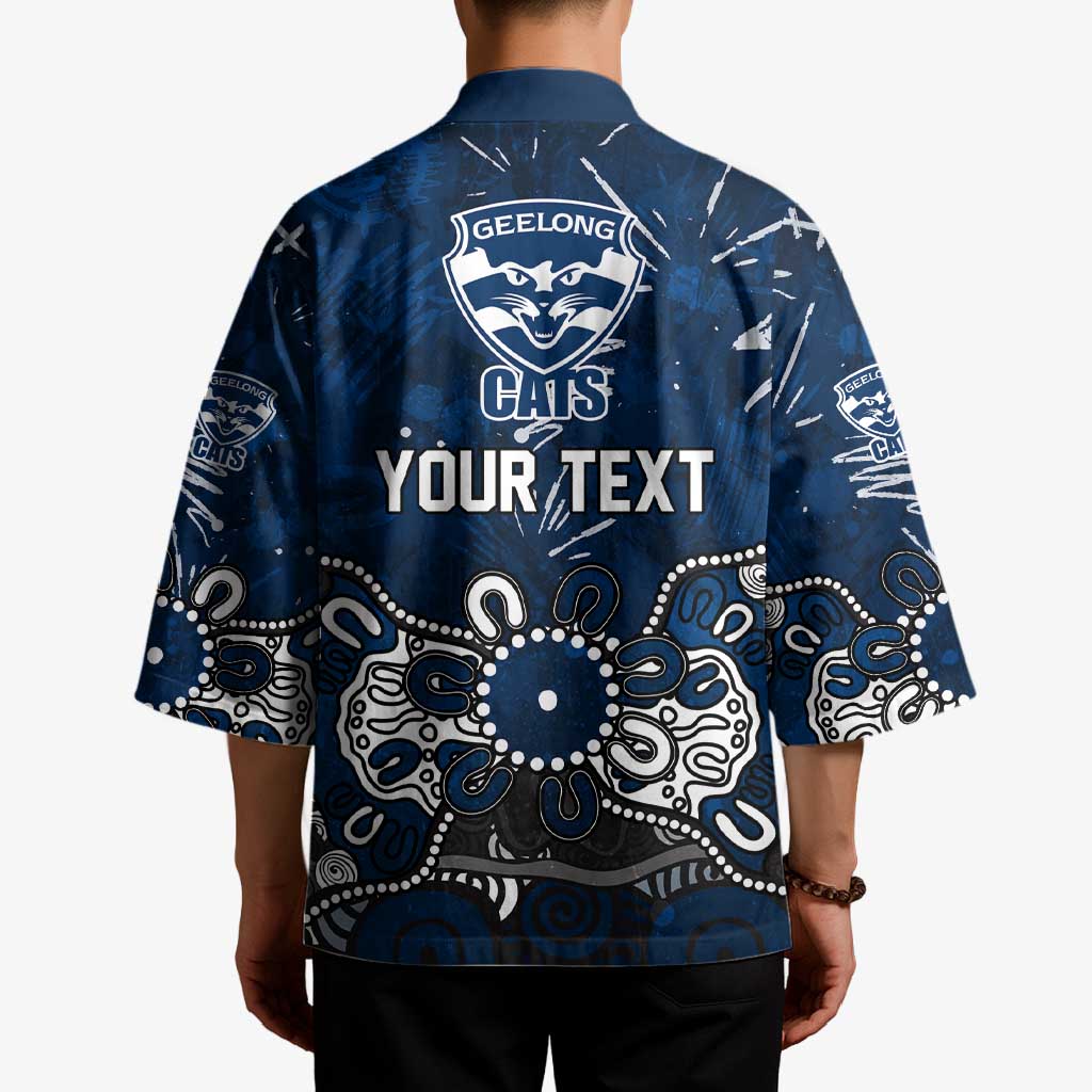 Personalized Geelong Cats Kimono Aboriginal Dot Painting Graffiti Style