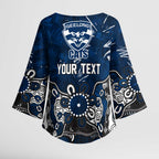 Personalized Geelong Cats Kimono Sleeve Blouse Aboriginal Dot Painting Graffiti Style
