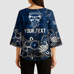 Personalized Geelong Cats Kimono Sleeve Blouse Aboriginal Dot Painting Graffiti Style
