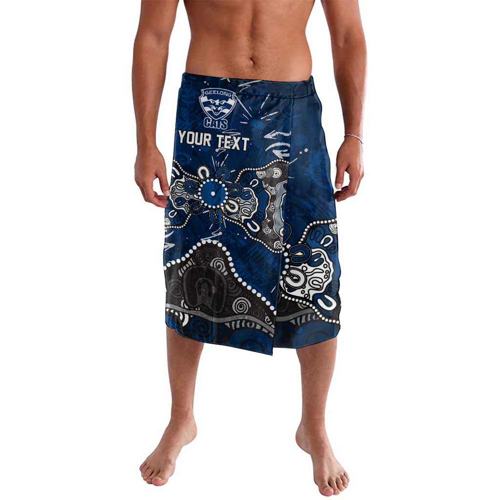 Personalized Geelong Cats Lavalava Aboriginal Dot Painting Graffiti Style