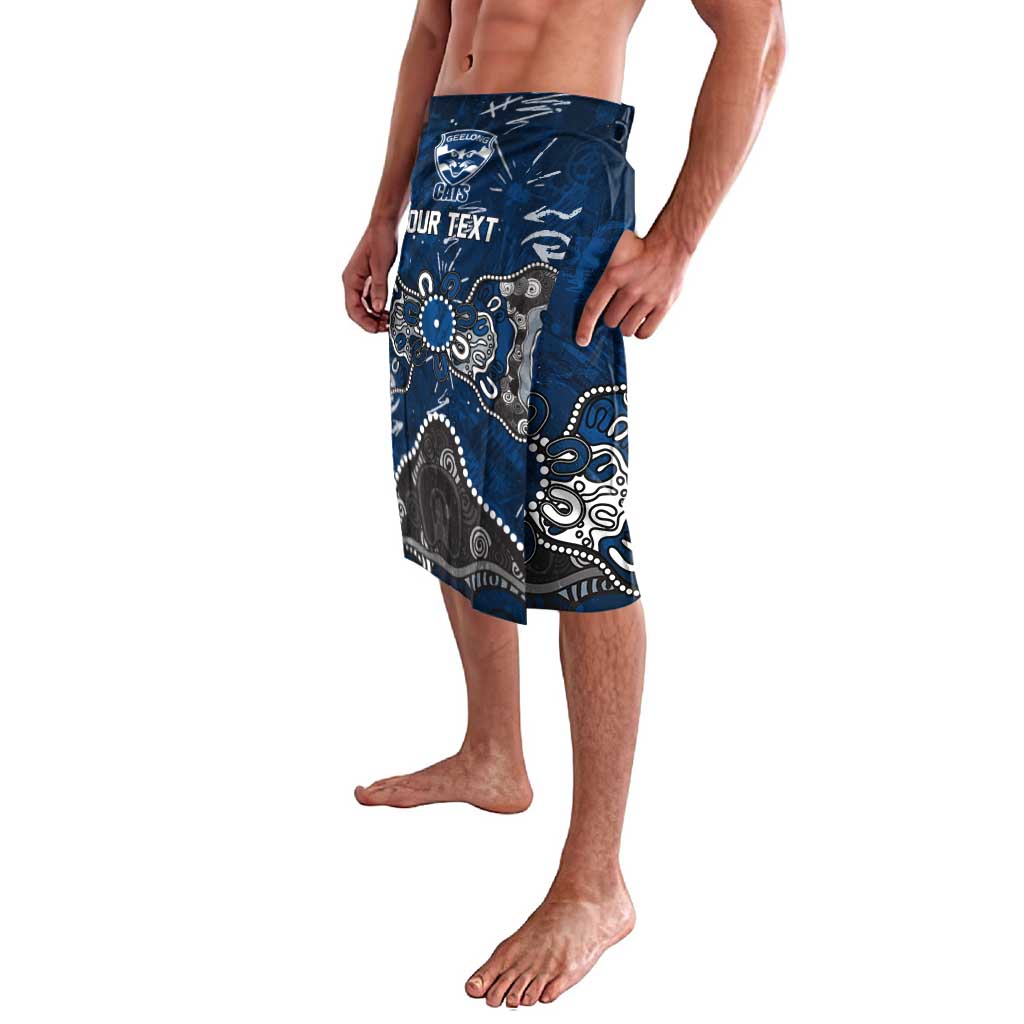 Personalized Geelong Cats Lavalava Aboriginal Dot Painting Graffiti Style