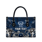 Personalized Geelong Cats Leather Bag Aboriginal Dot Painting Graffiti Style