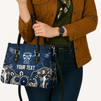 Personalized Geelong Cats Leather Bag Aboriginal Dot Painting Graffiti Style