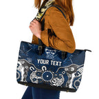 Personalized Geelong Cats Leather Tote Bag Aboriginal Dot Painting Graffiti Style