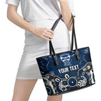 Personalized Geelong Cats Leather Tote Bag Aboriginal Dot Painting Graffiti Style