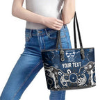 Personalized Geelong Cats Leather Tote Bag Aboriginal Dot Painting Graffiti Style