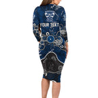 Personalized Geelong Cats Long Sleeve Bodycon Dress Aboriginal Dot Painting Graffiti Style