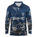 Personalized Geelong Cats Long Sleeve Polo Shirt Aboriginal Dot Painting Graffiti Style