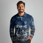 Personalized Geelong Cats Long Sleeve Polo Shirt Aboriginal Dot Painting Graffiti Style