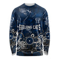 Personalized Geelong Cats Long Sleeve Shirt Aboriginal Dot Painting Graffiti Style